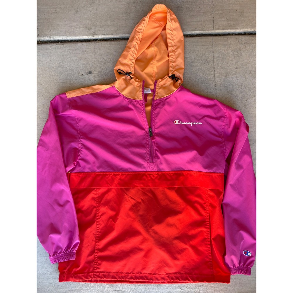 Champion Pullover Windbreaker Hoodie Color Block Activewear Jacket M